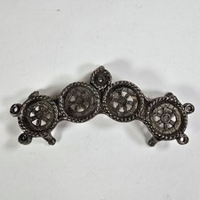 Soporte de lápiz labial de metal vintage base 4 tubos soporte para piezas tono plata incompleto
