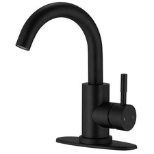 BATHADORE Single Hole High Arc Bathroom Faucet Matte Black Swivel Spout