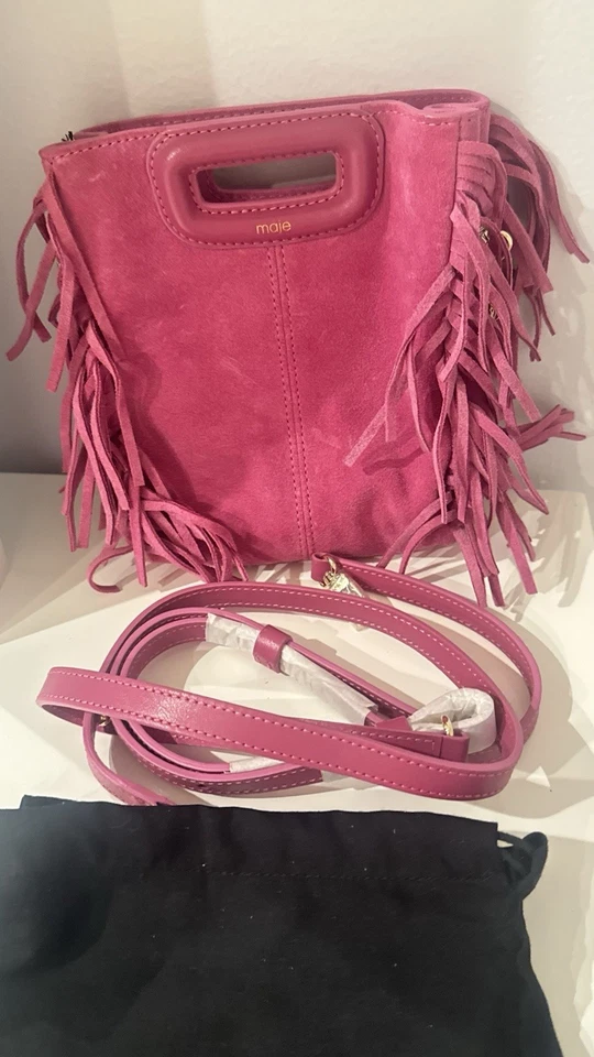 Maje Pink Suede Fringe Mini Bag  - Image 4 of 4