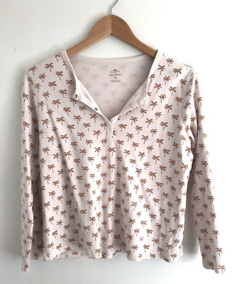 Roller Rabbit x FAHERTY Pajama Top Palm Trees Organic Cotton Sz S Pullover