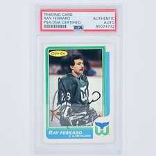 Ray Ferraro RC AUTHENTIC AUTO 💎  1986-87 O-Pee-Chee #160 Hard Signed PSA Cert