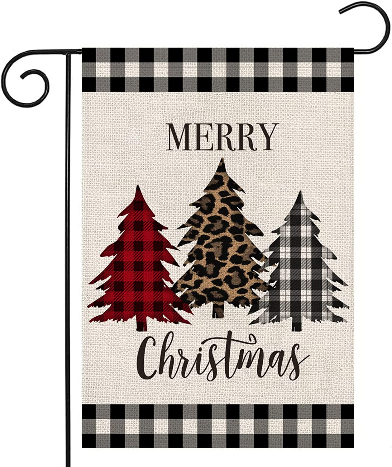 Merry Christmas Garden Flags for Outside,Buffalo Plaid Christmas Trees Yard  Flag 313090565589 | eBay