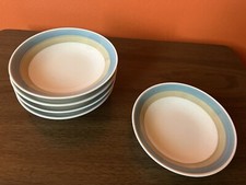 Lot of (5) Majolica Blue Dessert Bowls • KASUGA JAPAN • MCM.