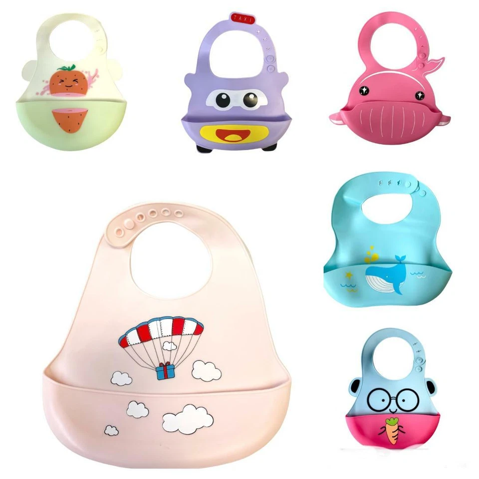 LADIDA Colourful Silicone Adjustable Baby Bib Food Catcher BPA Free Easy Clean