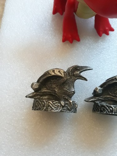 Set of 2 Pewter Raven Chime Candle Holders - Dryad Design Celtic Knotwork Runes - Picture 2 of 17