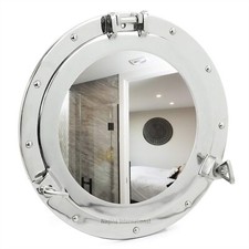 12 Inches Aluminum Ship's Porthole Mirror with Nickel Chrome Polished  Nauti...