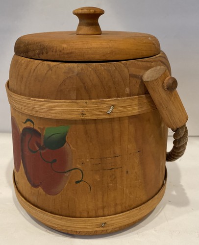 Nan Scantlin Folk Art Apple Tree Round Pantry Box Primitive Basket 7” Tall - Picture 3 of 10