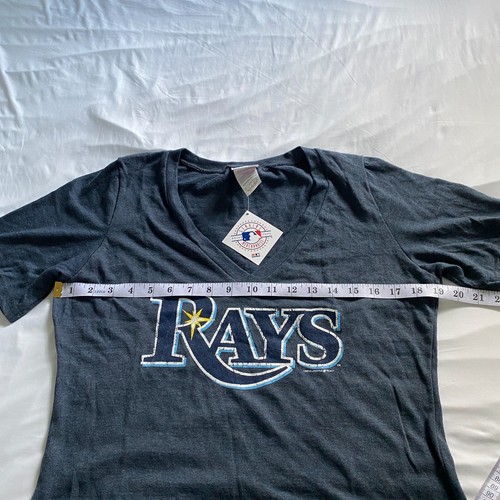 Tampa Bay Rays Shirt Women's Sz XL V-Neck Tee Short Sleeve Blue Baseball NEW - Picture 7 of 8