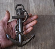 Vintage viktorianischer Gusseisen ANCHER Türklopfer Ziehen Bauernhof Dekor Griff