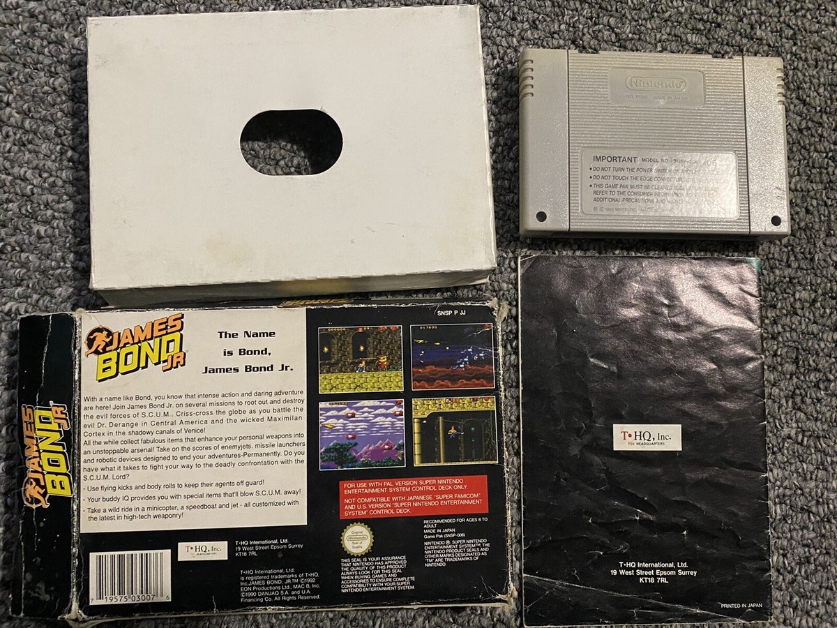 James Bond Jr For Super Nintendo/Snes Boxed, Complete. SUPER RARE 