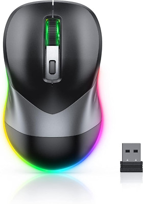 PEIOUS Wireless Mouse, Jiggler Mouse for Laptop - LED Mouse Rechargeable Compute