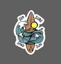 Sea Surf Sand Sun Sticker Waterproof Outdoor Travel Ocean Beach Gift NEW