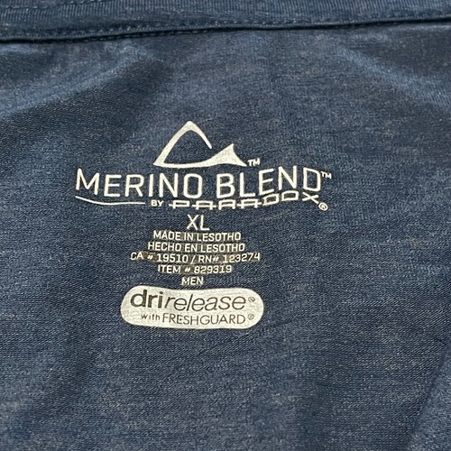 Paradox Sweatshirt Mens XL Navy Blue Merino Blend Base Layer DriRelease 1/4 Zip - Picture 5 of 11