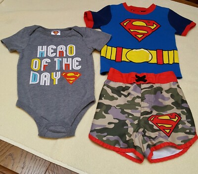  Lot (3) Size 12-18 & 18-24 Months  Pjs/Shorts /Shirt DC Superman 