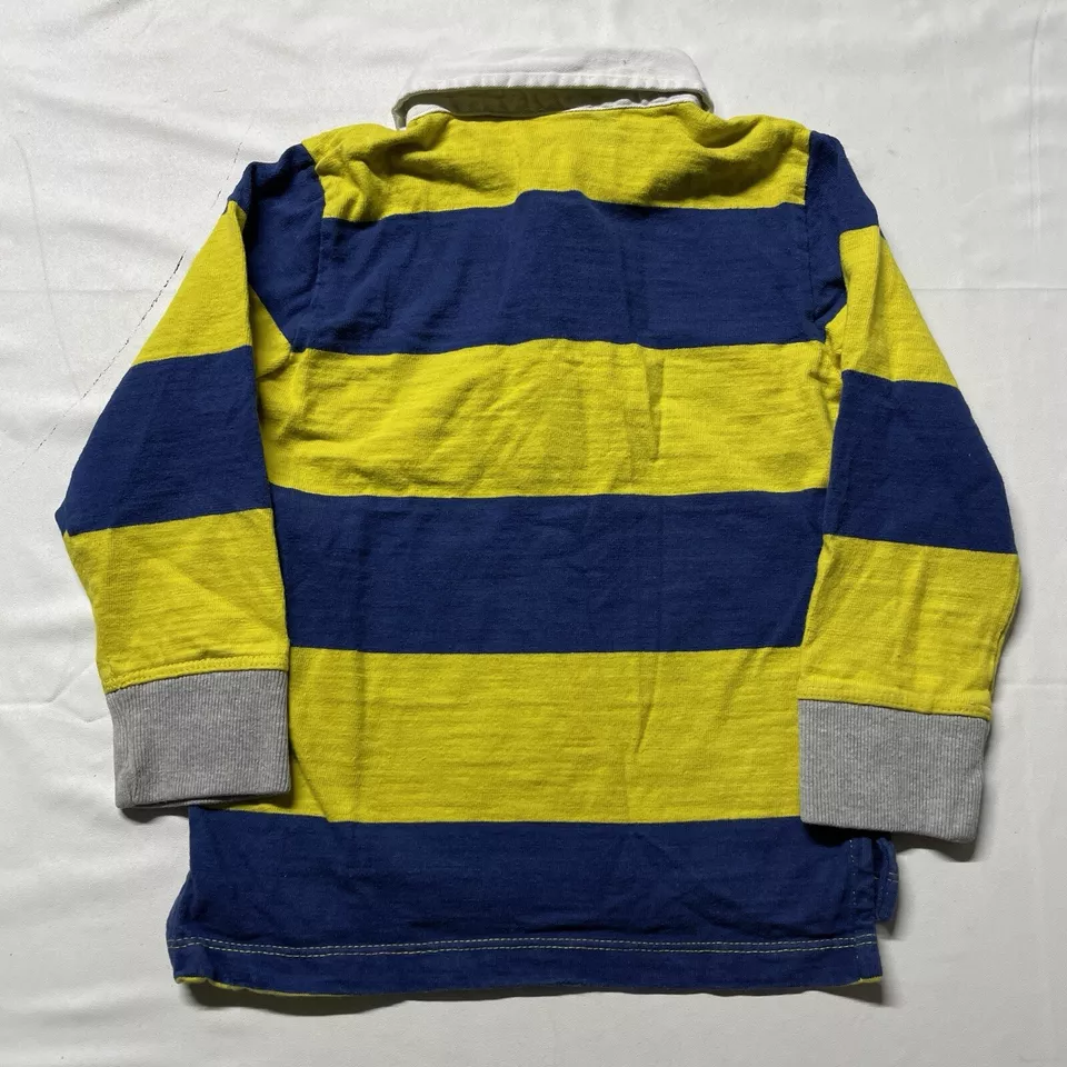 GAP Niños Polo Camiseta Niños Talla 4T Azul Amarillo Gris Rayas Manga Larga Niño Pequeño Foto 2 de 4
