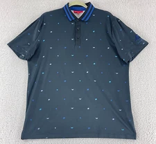 RedVanly Black Printed Golf Polo Shirt Mens Short Sleeve Stretch Athletic Large