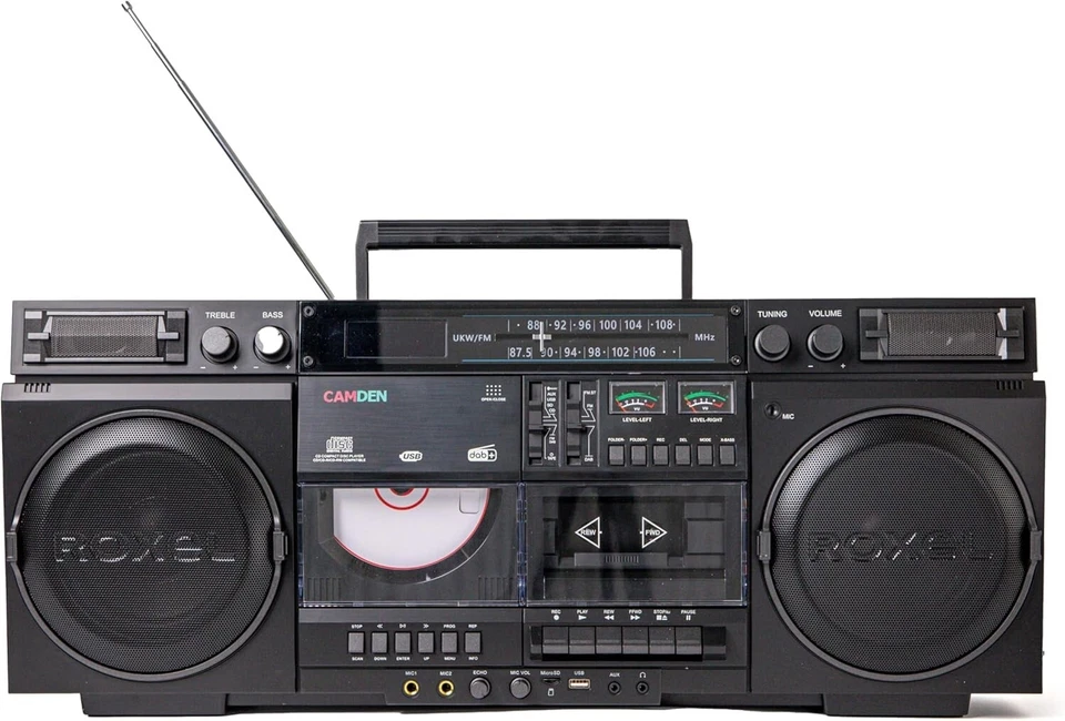 Roxel Camden Retro Cassette CD Player Boombox with DAB/FM Radio, Portable - Image 2 of 4