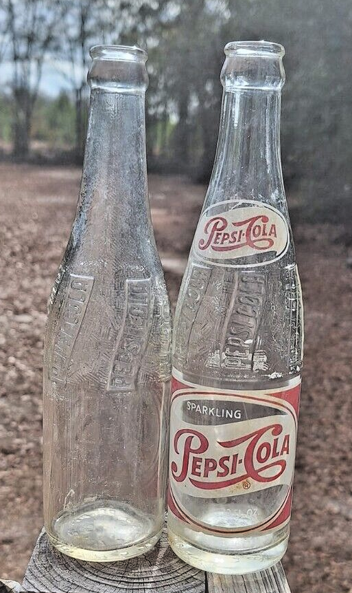Lot of 2 Sparkling PepsiCola Bottles Columbia, SC 12 oz Vintage 1950's