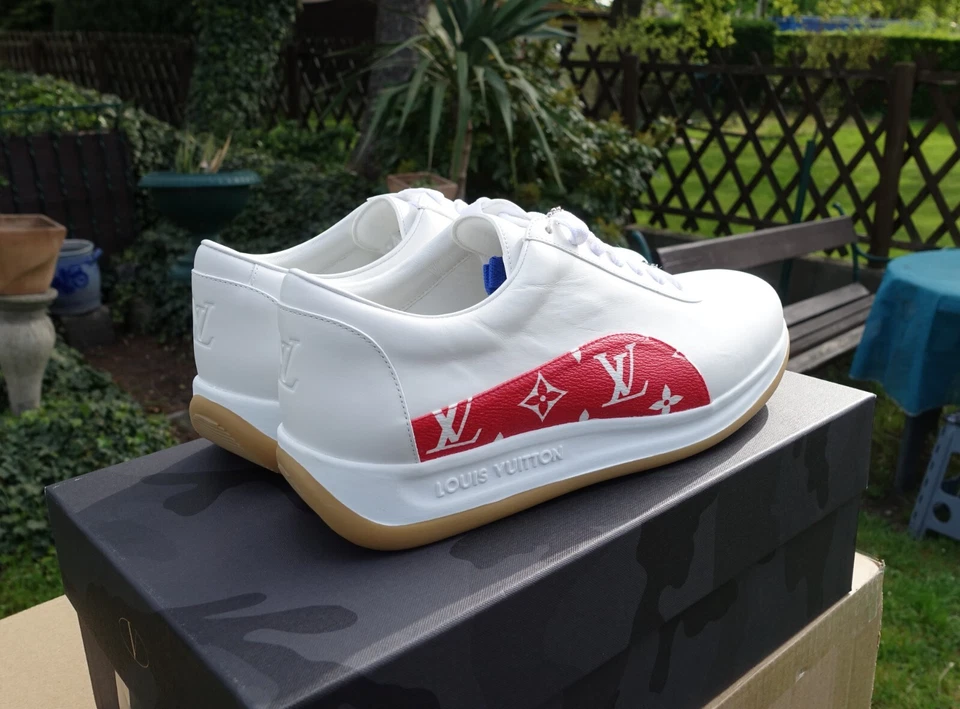 LOUIS VUITTON X SUPREME SHOES 42 1/2 shoe sneaker sneakers white red - Bild 2 von 4