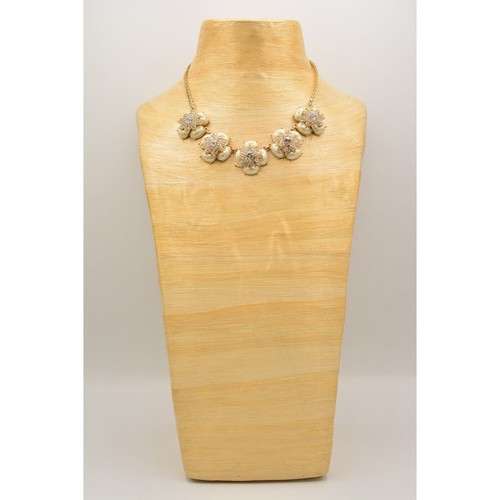 Charter Club Collar Necklace Star Floral Rhinestone Crystal Pearl Gold Bin6A - Picture 6 of 12
