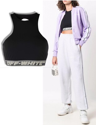 OFF-WHITE C/O Virgil Abloh Black Logo Band Sports Bra 44 US 8 NWT