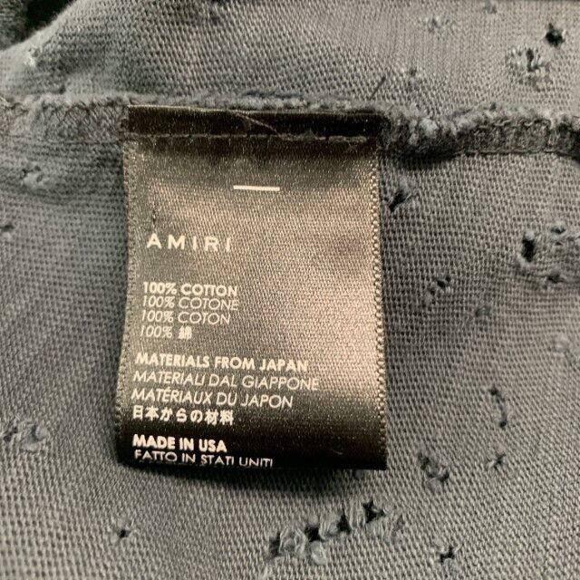 AMIRI Size S Grey Distressed Cotton Short Sleeve … - image 5
