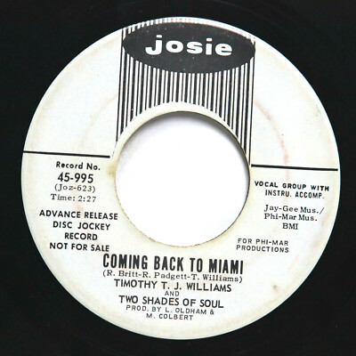 TIMOTHY T.J. WILLIAMS & TWO SHADES OF SOUL - MY LIFE/ COMING - SOUL 45  (PROMO)