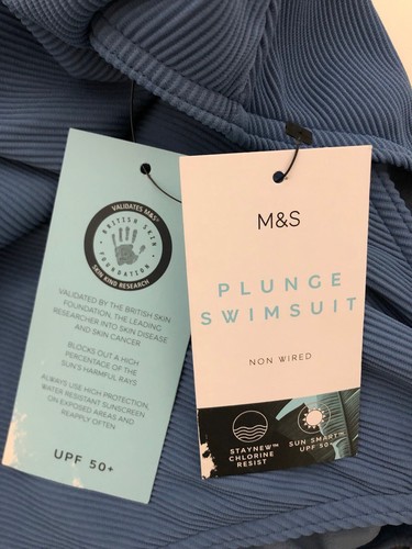 M&S Sun Smart Chlorine Resistant Plunge Belted Swimsuit UPF 50+ UK 14 - Picture 10 of 12
