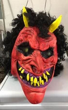 Vintage Red Devil Mask Halloween Scary By The Paper Magic Group PMG Black Hair