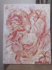 New Blush Koi Fish Painting Art Canvas 16 in x 20 Wall Decor