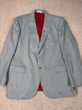 Joshua Ellis Sport Coat Mens 46R Green Blue Herringbone Wool Blazer Jacket USA