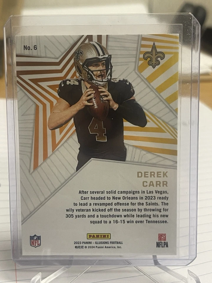 2023 Panini Illusions Shining Stars Derek Carr Saints #6 Raiders - Image 2 of 2