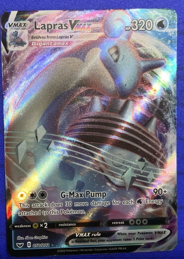 Pokémon TCG Lapras VMAX Holo Ultra Rare Card Sword & Shield Base Set 050/202