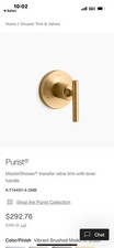 KOHLER T14491-4-2MB Purist MasterShower Transfer Valve Trim with Lever Handle...