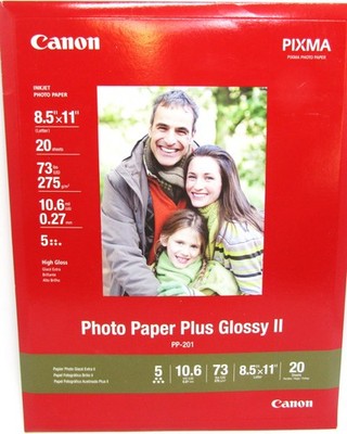 Canon Pimax Photo Paper Plus Glossy II PP-201. 8.5'' X 11'' 20 Sheets