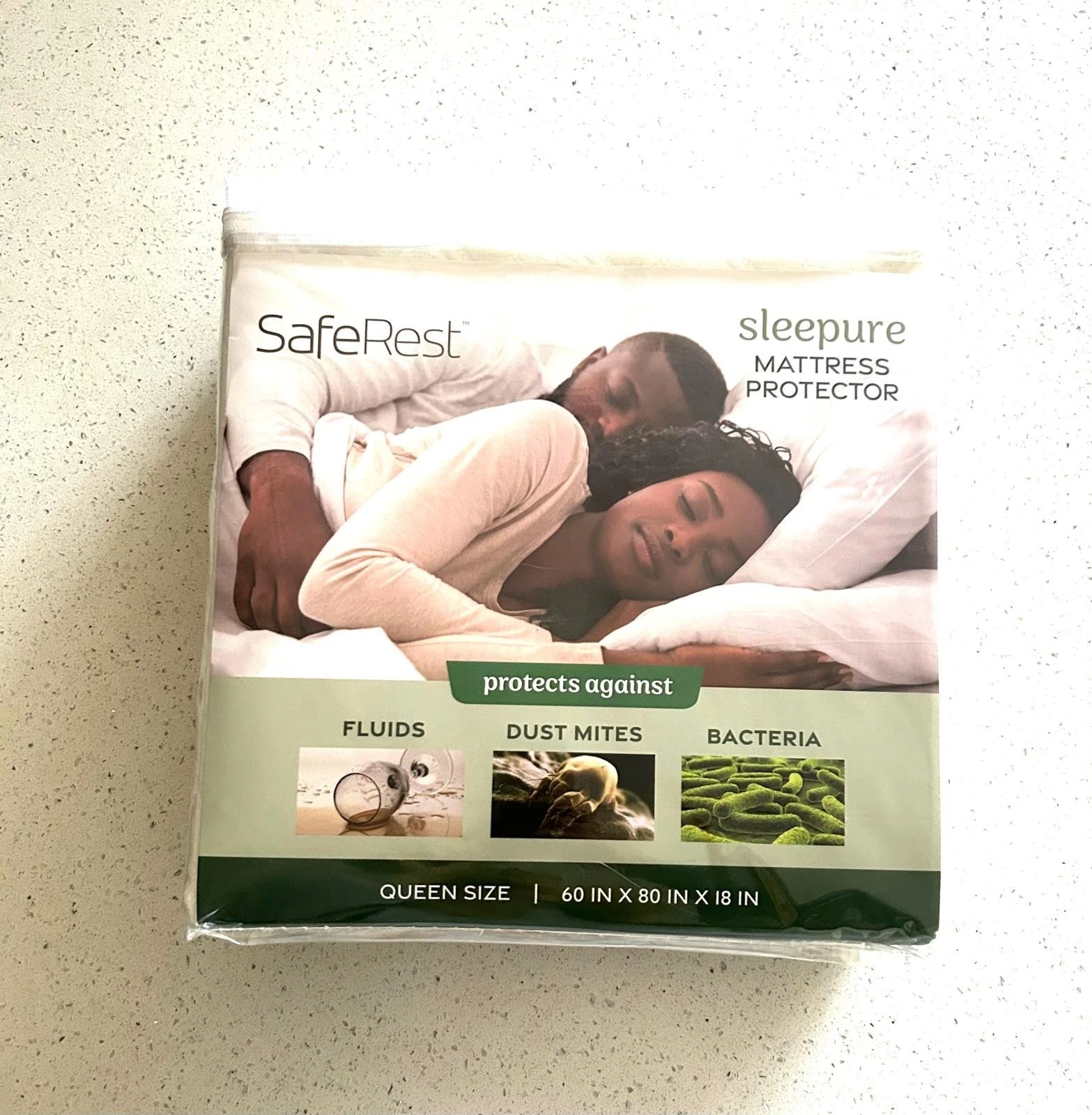 SafeRest Sleepure Mattress Protector Queen Waterproof Hypoallergenic Bed Bug Cov