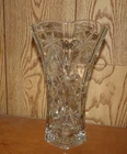 Vintage Early American Prescut 10" Clear Heavy Glass Vase EAPC Star of David