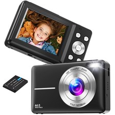 Digital Camera, FHD 1080P 44MP Compact Cameras with 16X Digital Zoom（Black）