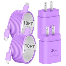 30W USB C Fast Charger, 10FT Long Cable, 3A Output, Compatible with Phone 16/...
