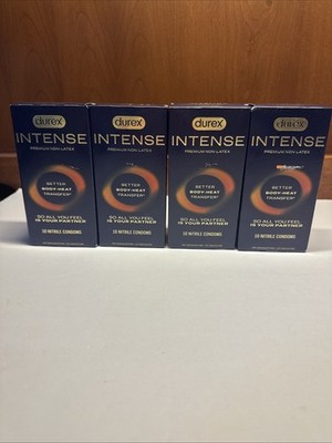 4 Boxes Of Durex Intense Ultra Thin Non-Latex Lubricated Condoms, 10 Count