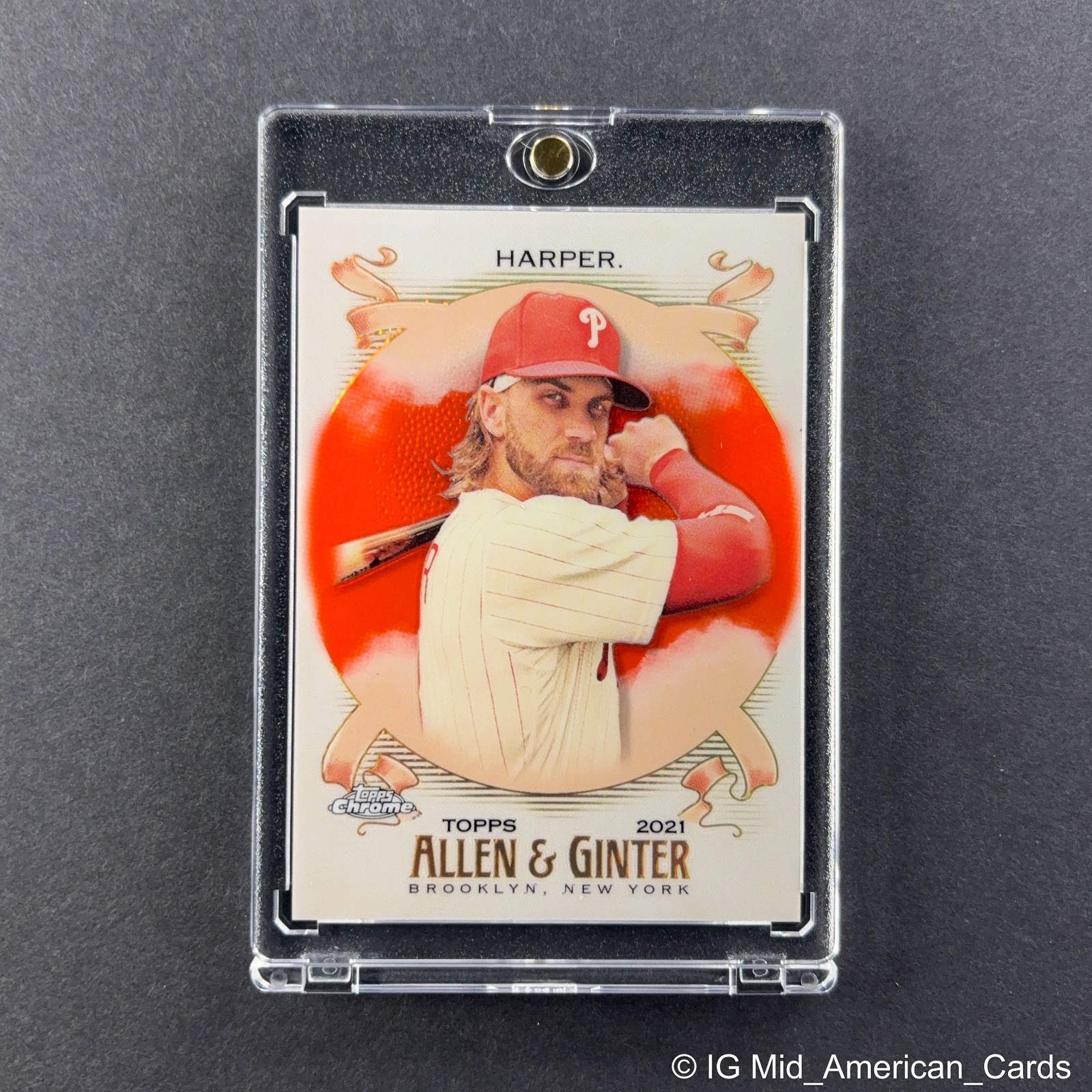 2021 Topps Allen & Ginter Chrome #44 Bryce Harper Orange Refractor /25 Phillies