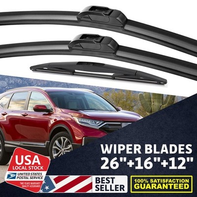 Black 26''+16''+12'' Highly clean Window durable Front Windshield Wiper Blades KIt