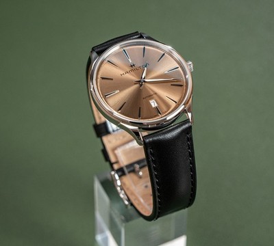 Hamilton Jazzmaster Thinline Automatic Watch Gold Champagne Dial H38525721