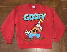 Vintage Goofy Disney Red graphic Sweatshirt Crewneck Size L USA Made