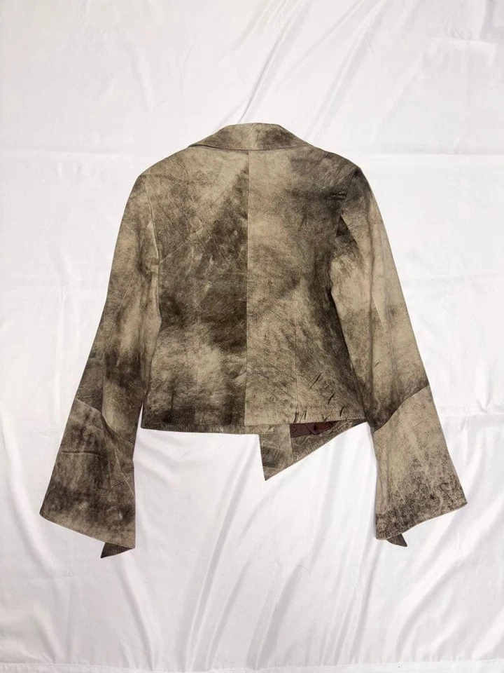 1990s Gianni asymmetry suede leather jacket XL USED - Image 2 of 4