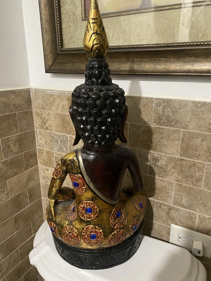 Grande estátua de ídolos de Buda oração meditação Deus sala de ioga coleção decoração para casa - Imagem 3 de 4