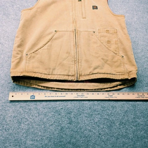 Walls Outdoor Goods Mens XL Canvas Work Vest Buffalo Plaid Fleece Lined Tan image 13