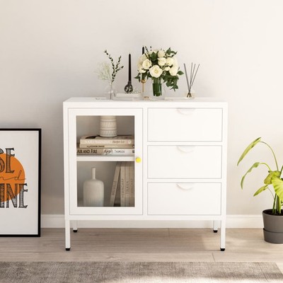 Sideboard White Steel Medium Levelers Sideboard Rectangular