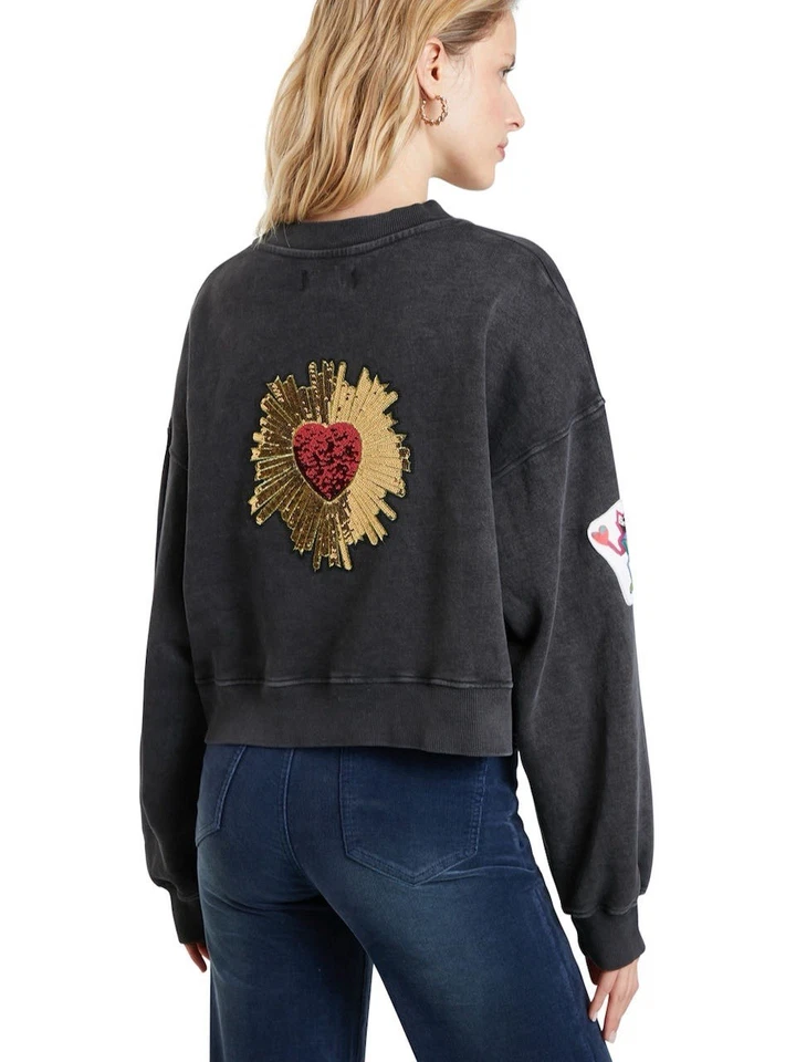 Sudadera Desigual Esther Bordada Estrás Lentejuelas Mujer Pequeña Gris Foto 2 de 4