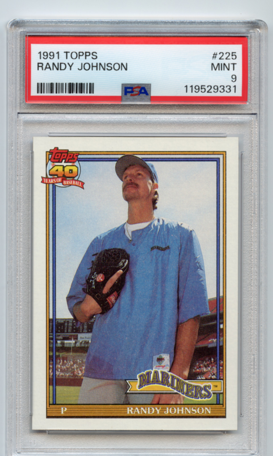 1991 Topps Baseball Randy Johnson Seattle Mariners  #225 PSA 9